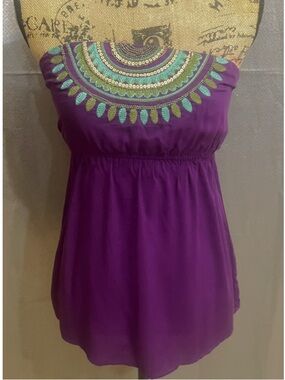 Strapless Embroidered Purple Women’s Top